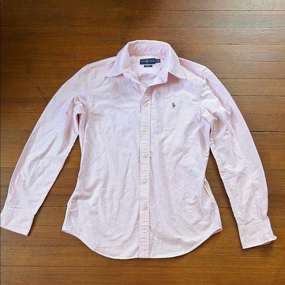 Polo by Ralph Lauren Pink and White Button Down Shirt Classic Style